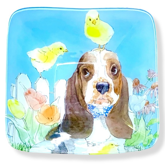 3pc Glass Serving Set ◈ Easter Dogs Frenchie Corgi - Picture 3 of 5